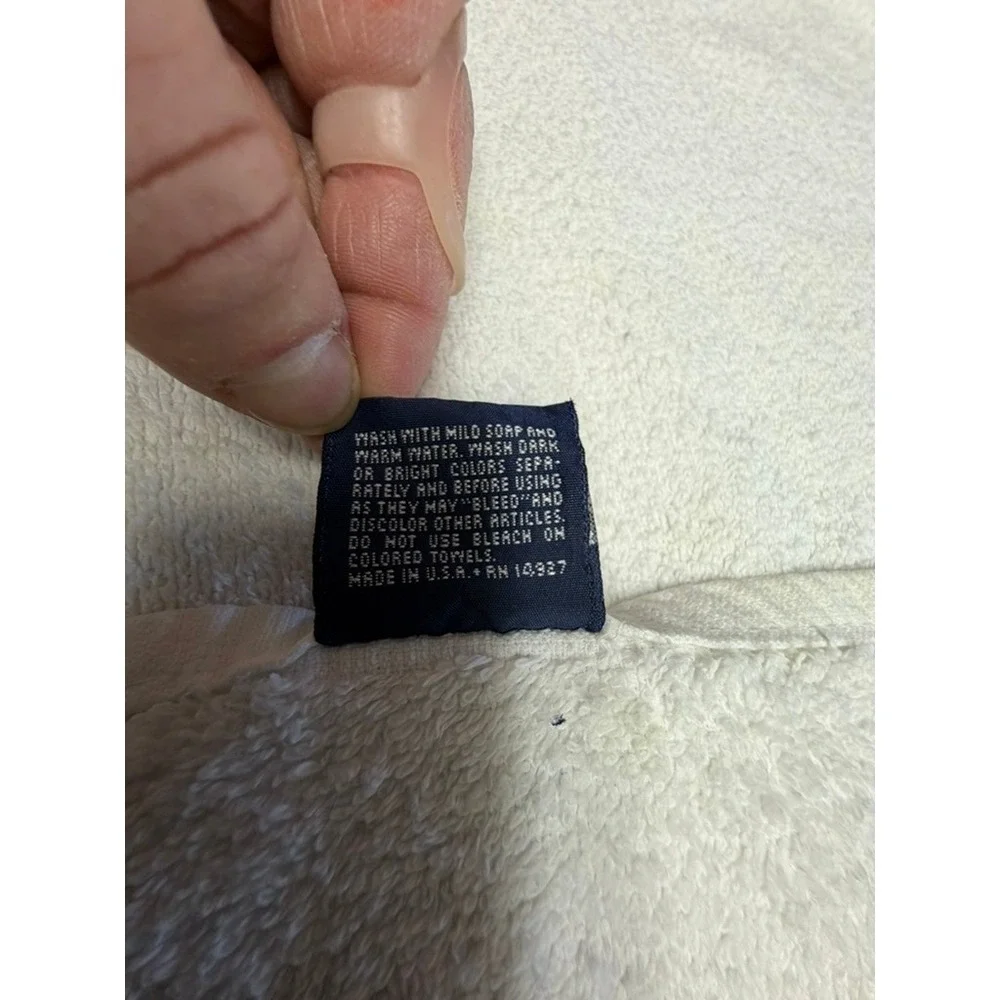 VTG Ralph Lauren Beach Towel Authentic Dungarees Cotton‎ Cream Navy 35